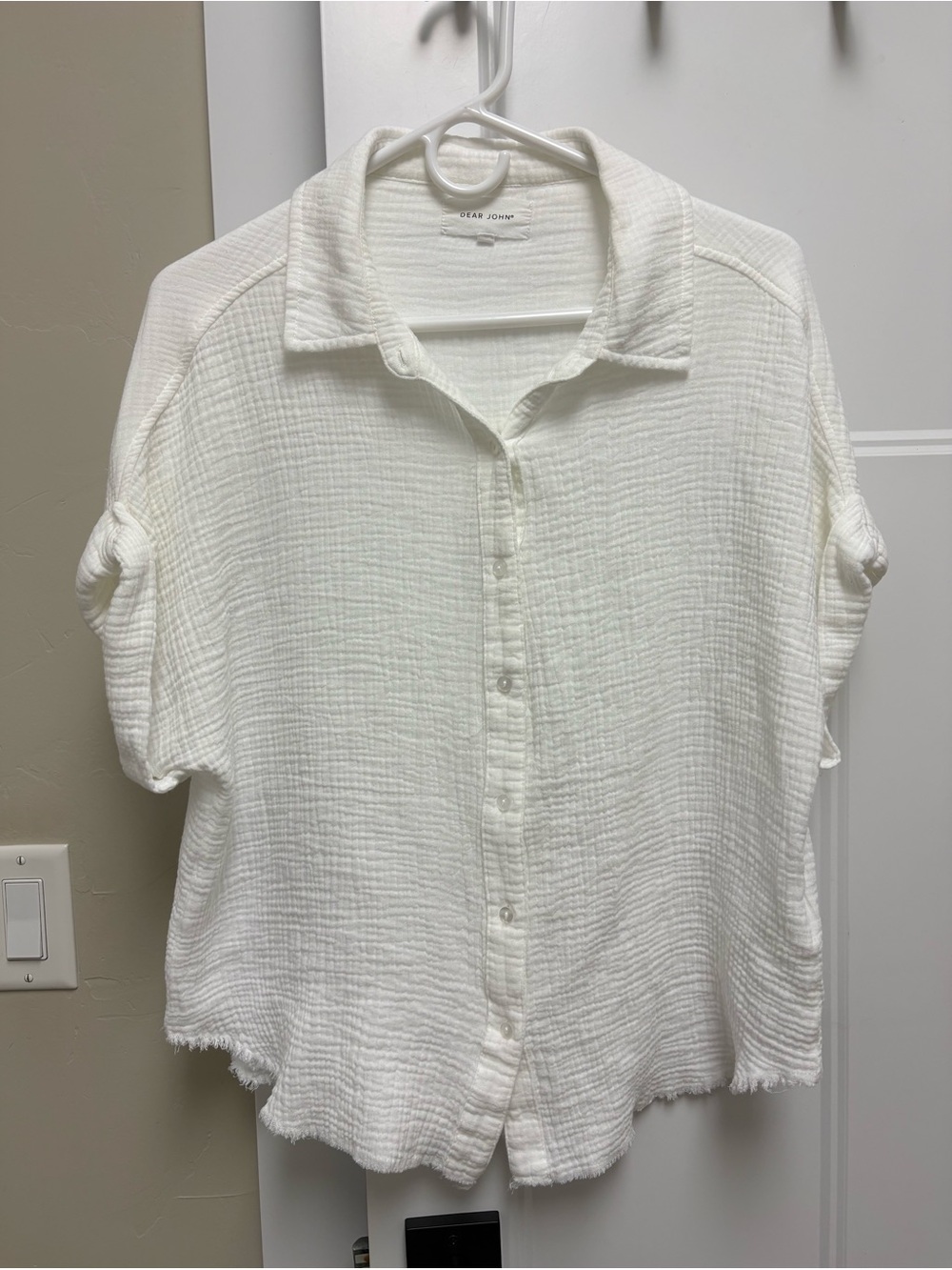Dear John White Textured Gauze Button-Up Shirt
